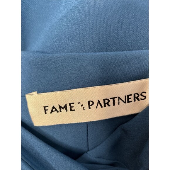 Fame & Partners Sleeveless Maxi Bridesmaid Dress Teal Blue Size 4 deep leg slit - Picture 6 of 9